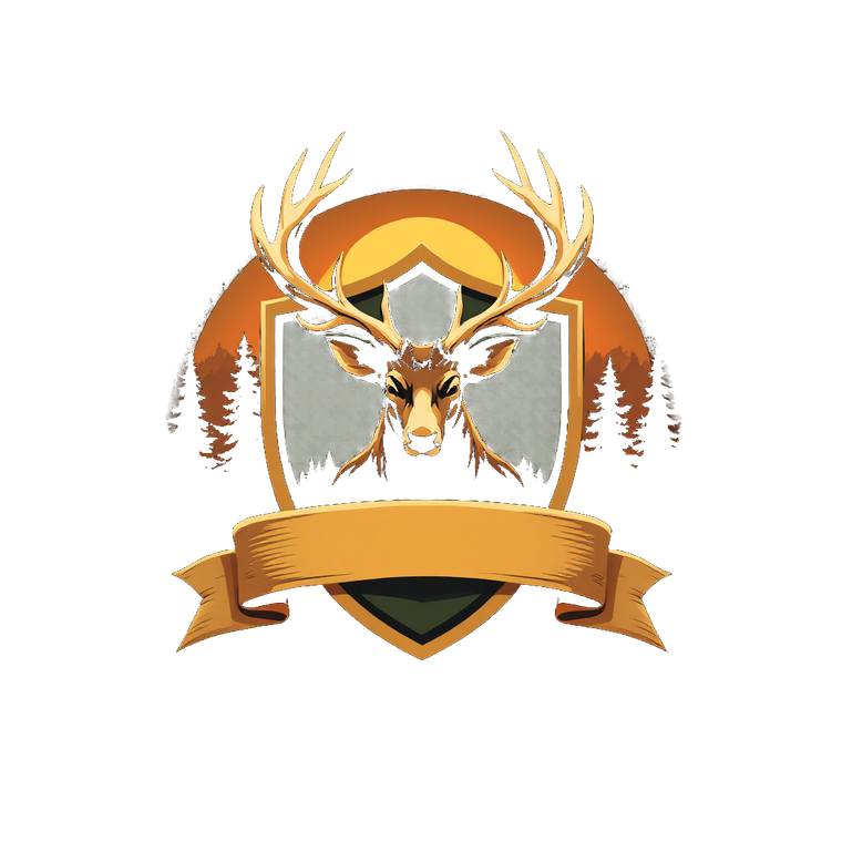 Buck Hunt crest: a whitetail rack breaking over a shield